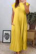 Heididress Cap Sleeves Pocketed Loose Pleated Maxi Dress