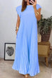 Heididress Cap Sleeves Pocketed Loose Pleated Maxi Dress