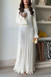 Heididress Bell Sleeves Back Lace-up Ruffle Trim Maxi Dress