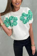 Heididress Crewneck Short Sleeves 3D Flower Sweater Top