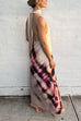 Halter High Neck Backless Tie Dye Swing Maxi Dress