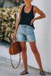 Heididress Rolled Hem Ripped Denim Shorts