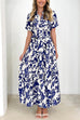 Short Sleeves Button Up Ruffle Tiered Floral Print Maxi Dress