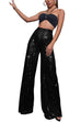 Heididress Sparkly Elastic Waist Wide Leg Sequin Pants