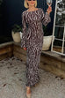 Heididress Boat Neck Bell Sleeves Animal Print Maxi Dress