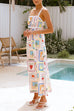 Heididress Tie Back Ric Rac Trim Unique Print Maxi Cami Holiday Dress