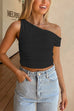 Heididress Asymmetrical Shoulder Ruched Crop Top