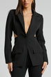 Heididress Lapel Button Down Back Cut Out Blazer