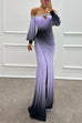 Heididress Off Shoulder Ruched Waist Gradient Tie Dye Wrap Maxi Dress