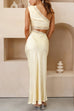 Heididress One Shoulder Lace Trim Cut Out Sleeveless Maxi Dress