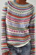 Heididress Crewneck Vibrant Rainbow Chunky Knit Sweater(in 4 Patterns)