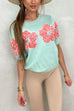 Heididress Crewneck Short Sleeves 3D Flower Sweater Top