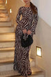 Heididress Boat Neck Bell Sleeves Animal Print Maxi Dress