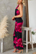 Open Back Sleeveless Floral Print Mesh Stretchy Maxi Dress