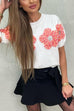 Heididress Crewneck Short Sleeves 3D Flower Sweater Top