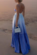 Heididress Backless Cut Out Gradient Tie Dye Ruffle Maxi Cami Dress