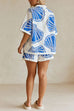 Heididress V Neck Short Sleeves Shirt and Drawstring Waist Shorts Seashell Print Set