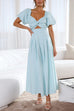 Heididress V Neck Twist Front Puff Sleeves Cut Out Maxi Dress