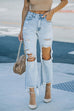 Heididress Raw Hem Ripped Hole Cropped Jeans