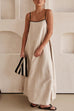 Heididress Adjustable Strap Backless Cotton Linen Maxi Dress