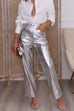 Heididress High Waist Straight Leg Shiny Faux Leather Pants