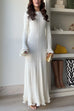 Heididress Bell Sleeves Back Lace-up Ruffle Trim Maxi Dress