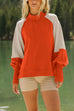 Heididress Mockneck Lantern Sleeves Color Block Sweatshirt