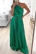 Heididress Draped One Shoulder Waisted Pleated Maxi Party Dress