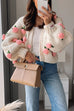 Heididress Button Down Flower Applique Sweater Cardigan