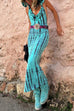 Heididress Cowl Neck Backless Tie Dye Hoodied Maxi Dress