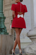 Heididress Mockneck Petal Sleeves Bow Knot Cut Out Mini Dress