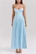 Heididress Strapless V Neck Pleated Corset Maxi Party Dress