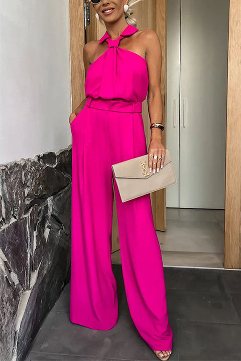 Heididress Collared Sleeveless Wide Leg Pocketed Jumpsuit