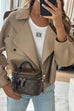 Waterfall Collar Open Front Faux Leather Jacket