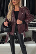 Heididress Zip Up Belted Faux Leather Trendy Jacket