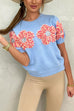 Heididress Crewneck Short Sleeves 3D Flower Sweater Top