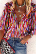 Heididress V Neck Button Down Contrast Print Blouse Shirt