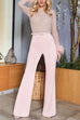 Heididress Feather-Paneled Long Sleeves Bell Bottoms Sequin Jumpsuit