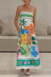 Heididress Spaghetti Strap High Waist Tropic Print Maxi Holiday Dress