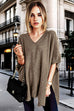 V Neck Short Sleeves Baggy Poncho Sweater(in 10 Colors)