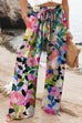 Heididress Drawstring Elastic Waist Wide Leg Floral Print Pants