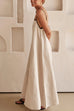 Heididress Adjustable Strap Backless Cotton Linen Maxi Dress