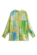 Heididress Long Sleeves Button Front Tie Dye Blouse Shirt