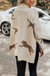 Heididress High Neck Side Slit Cheetah Pattern Sweater