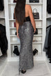 Heididress Christmas Party High Waist Sequin Bodycon Maxi Skirt