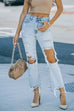 Heididress Raw Hem Ripped Hole Cropped Jeans