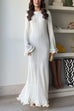 Heididress Bell Sleeves Back Lace-up Ruffle Trim Maxi Dress