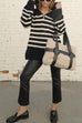 Heididress Turtleneck Zip Up Striped Pullover Sweater