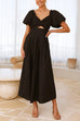 Heididress V Neck Twist Front Puff Sleeves Cut Out Maxi Dress