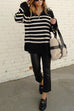 Heididress Turtleneck Zip Up Striped Pullover Sweater